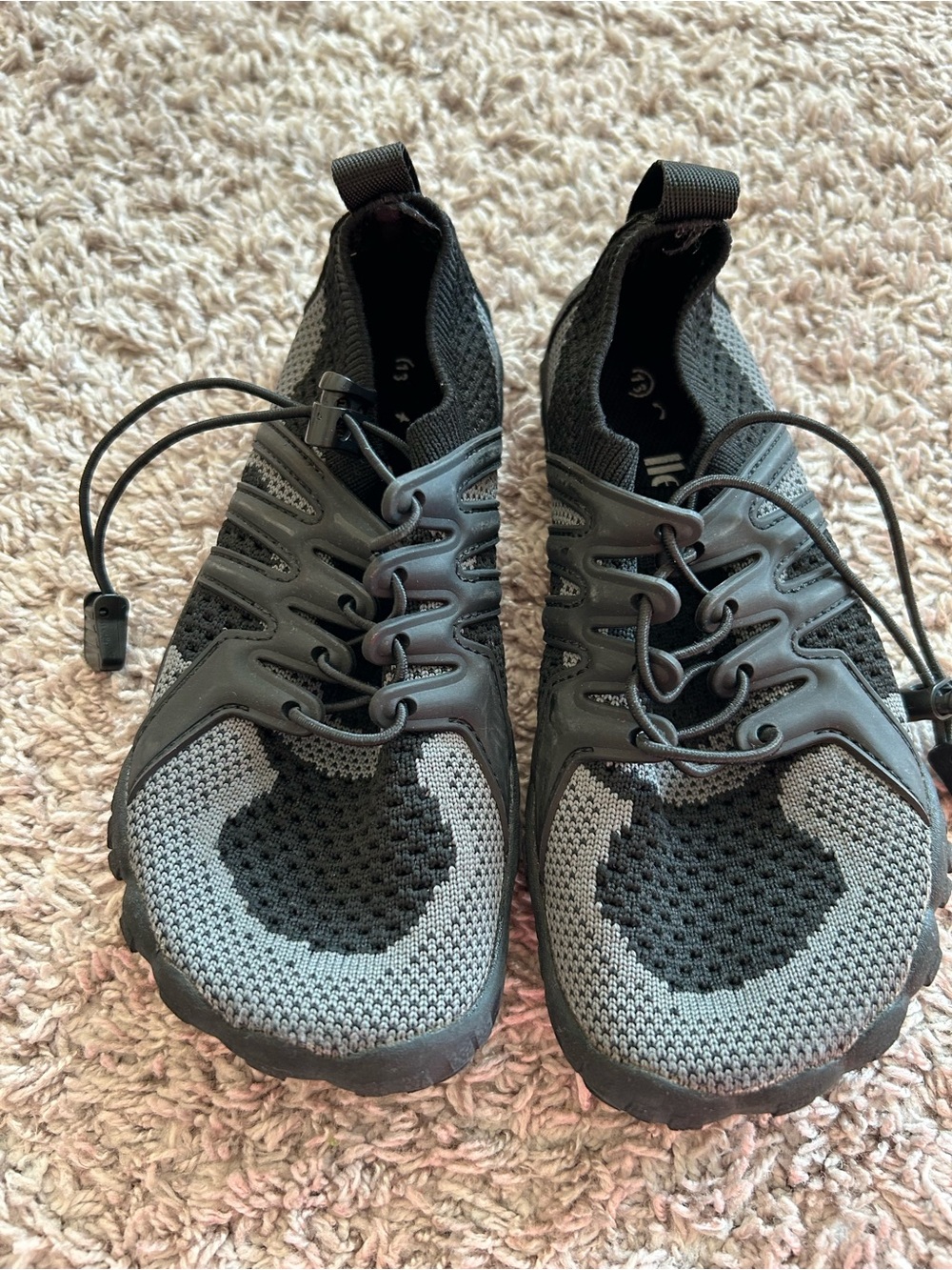 Kids Lightweight Black and Gray Knit Water Shoes